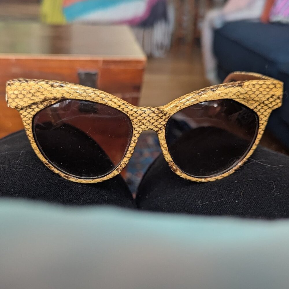 Emmanuelle Khanh Snakeskin Python Sunglasses Wayf… - image 9